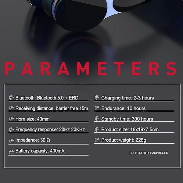 Foldbare trådløse Bluetooth-hodetelefoner Hifi Deep Bass Stereo Headset med mikrofon Hd støydemping Audio Earphone for smarttelefoner/nettbrett/lapt