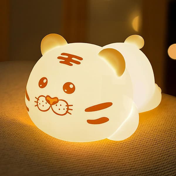 Tigerlampe, silikone farveskiftende tiger skrivebordsnatlampe