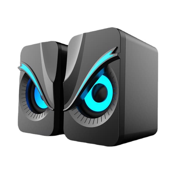 Lysende computerhøjttaler USB mobiltelefon bærbar computer skrivebord mini højttaler Hifi stereolyd kabel subwoofer computerlyd 2 stk.（Gratis størrelse，sort）