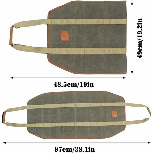 Canvas vedkorg, extra stor och hållbar, perfekt för eldstäder, braskaminer, stockar, camping, landskapsarkitektur