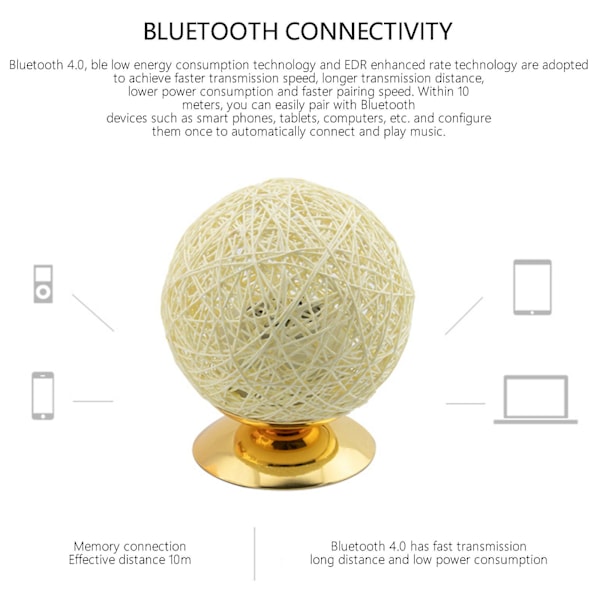 Lampe for soverom, nattlys for barn - Rattan Ball Light LED Rattan Ball Lampe Dimbar LED Projektor Nattlamper med fjernkontroll, Bluetooth-høyttaler