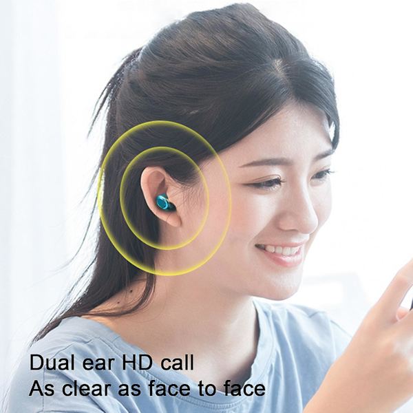 Trådløse øretelefoner med Bluetooth 5.2, opladningsetui, mikrofoner, fingeraftrykskontrol og strømdisplay（BK）
