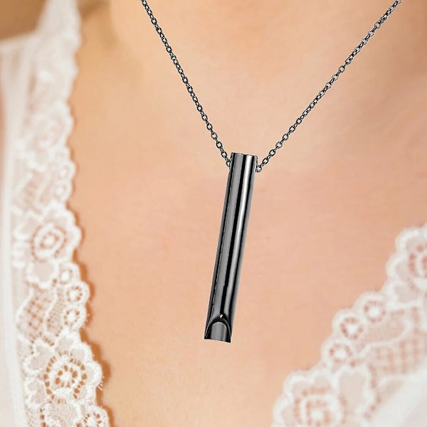 Ångest Halsband Mindfulness Andnings Halsband Rostfritt Stål Anapana Andnings Halsband För Kvinnor Stress Relief Meditationsverktyg（KINA，Svart）