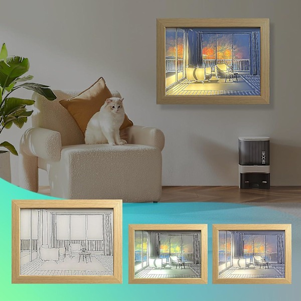 Ljusmålning Dekorationskonst Målning Ljus Fotoram Vägg Sovrum Vardagsrum Heminredning, LED Lysande Fotoramar (15,2x20,3cm, Höst)