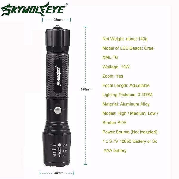 Taskulamppu Led-taskulamppu 5000LM G700 LED-taskulamppu X800 Zoom Super Bright Military Light Lamp（A）