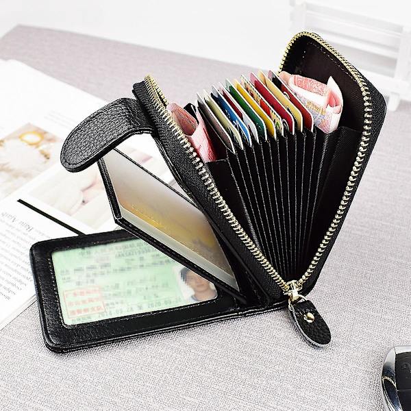Herr Slim Svart RFID Dragkedja Runt Plånbok Äkta Läder Bifold Stil Myntficka Korthållare Plånböcker Handväska