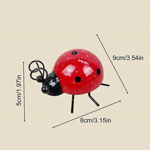 Marihøne-pynt, livlig hageaksent, solid jernhåndverk, klar til utstilling Green Ladybug Ornament