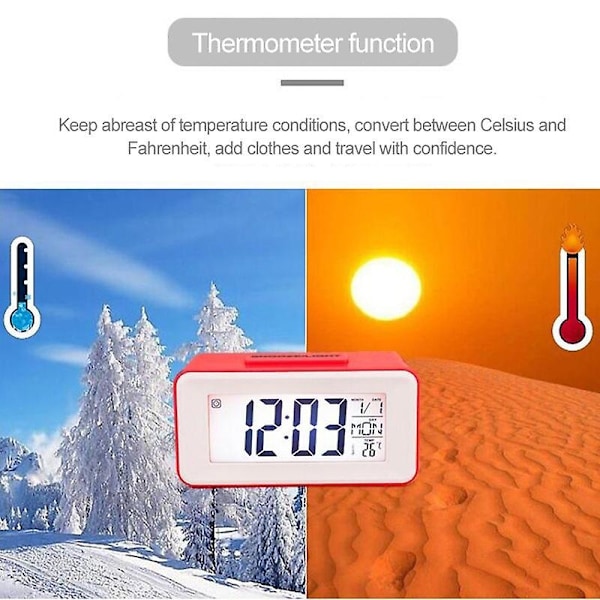 Multifunktionell elektronisk digital snooze väckarklocka Mini LED bakgrundsbelysning Digital elektronisk barnklocka med kalender temperatur Smart digital bordsal