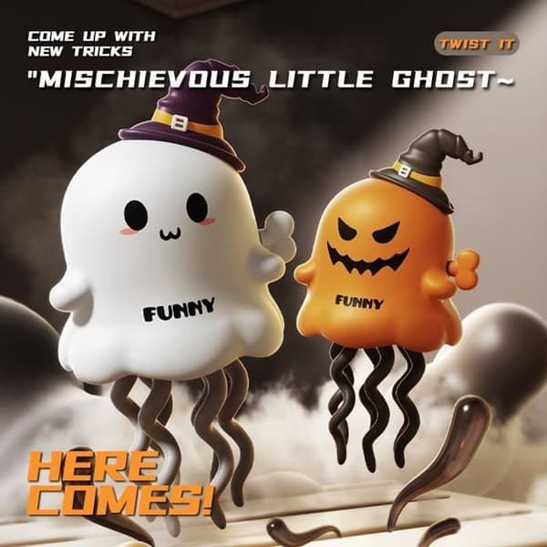 Halloween Uppdragbara Leksaker - WINLLINEE - Set om 2 - Spöke och Pumpa - Häxhatt - Bordsdekoration