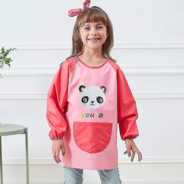 Målarförkläde för barn Långärmad vattentät haklappsmålning Smock för flicka Pojke 2-10 år