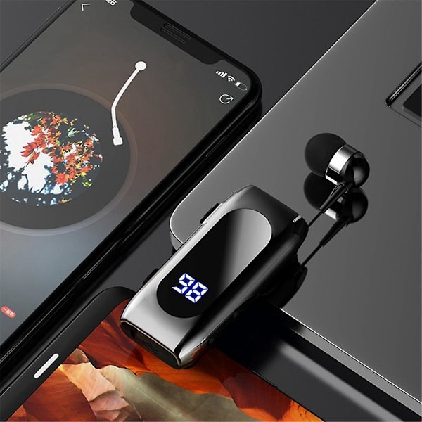 K55 Lavalier trådlöst headset digital display vattentät affärs kabel in-ear ultra Bluetooth headset,C（Guld）