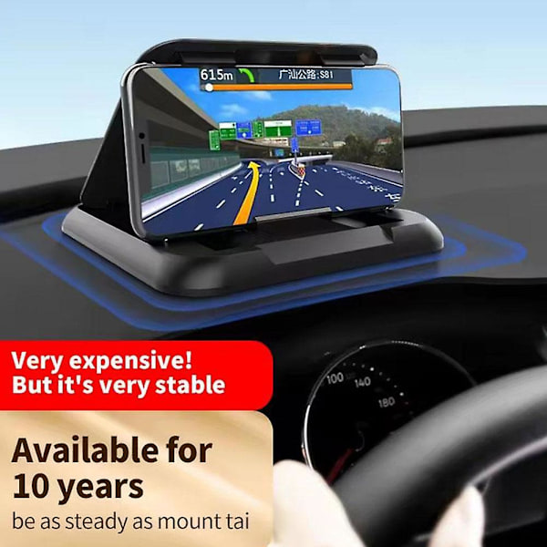 Solskærm Bil Dashboard Telefon Gps Holdere Montering Skridsikker Måttepudestativ Universal（Sort sølv）
