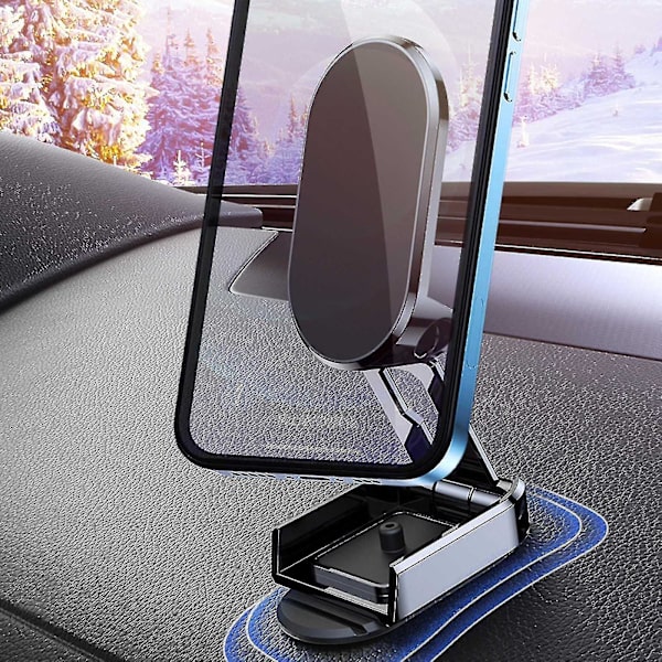 Stark magnetisk hopfällbar hållare Magnetisk mobiltelefonhållare för bil Stark sugkraft（Silver）