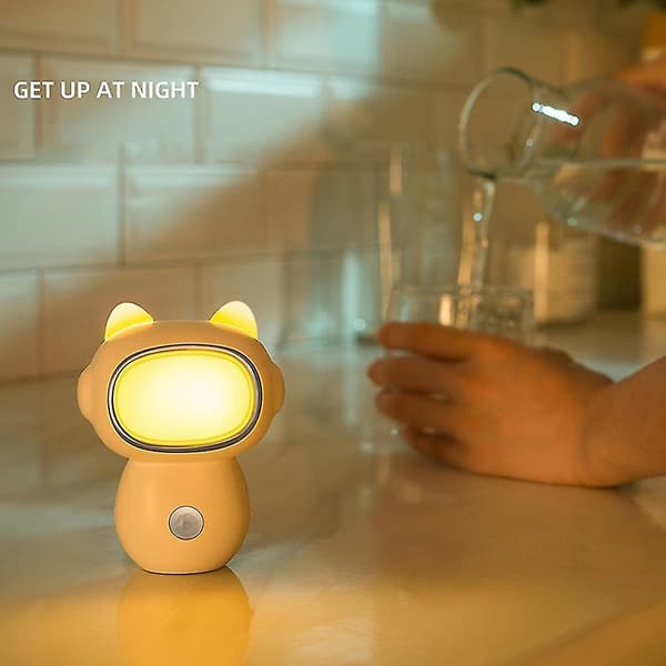 Led-robot induksjonslys, soverom nattlys med øyebeskyttelse og sovelys (hvit)