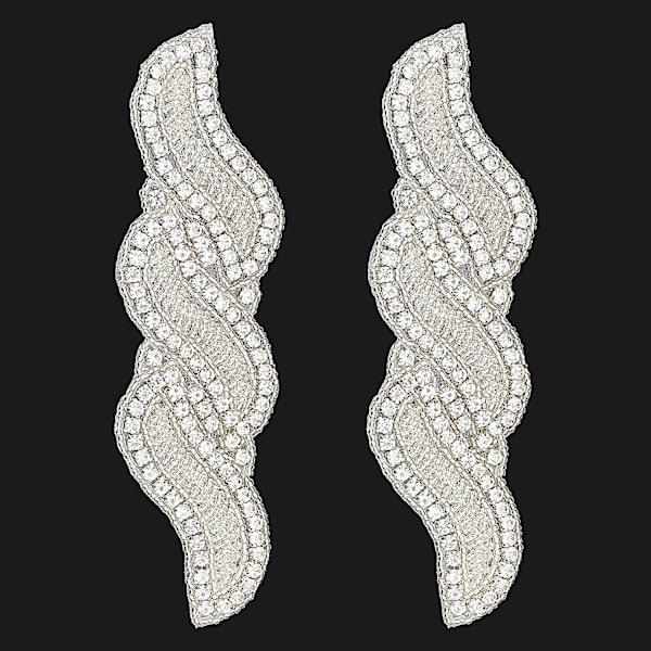Dww-2 kpl 17x4,45cm Rhinestone-spiraali silitysraudalla kiinnitettävät laastarit, valkoiset kuumakiinnitettävät hääsovellukset kimaltelevat kristalliompeleet messinkisäädöillä Ro