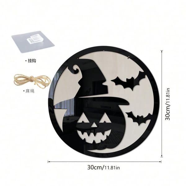 Heksegresskar i tre akryl anheng til Halloween, festdekorasjon
