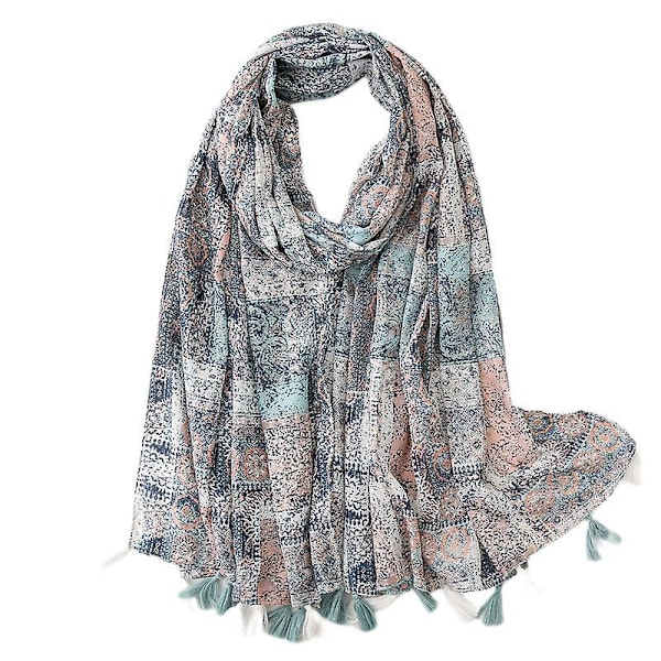 Boho tørklæde til kvinder, let tørklæde med blomsterprint, efterår/vinter mode frynset tørklæde sjal, fødselsdagsgave, julegave-SL1909-021