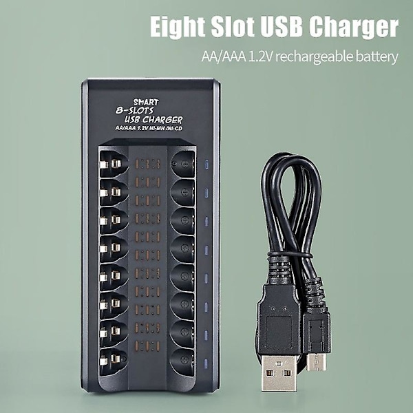 Lcd-skärm, laddare, 8-facksladdare, batteriladdare, nimh-laddare, laddningsbox, batteriladdare, aa-laddare, aaa-laddare, batteriladdare