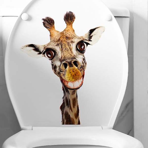 Dww-2pcs Cute Giraffe Sticker, Funny Wall Sticker for Toilet, Bathroom, Kitchen, PVC