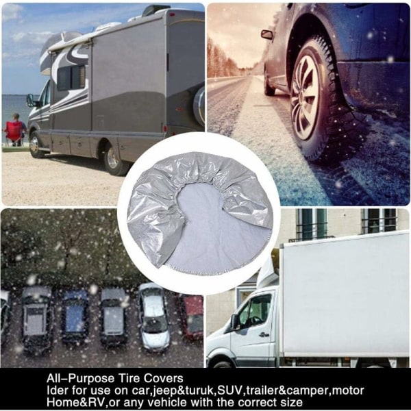 Sæt med 4 dækdæksler til trailer, autocamper, bil, lastbil, autocamper