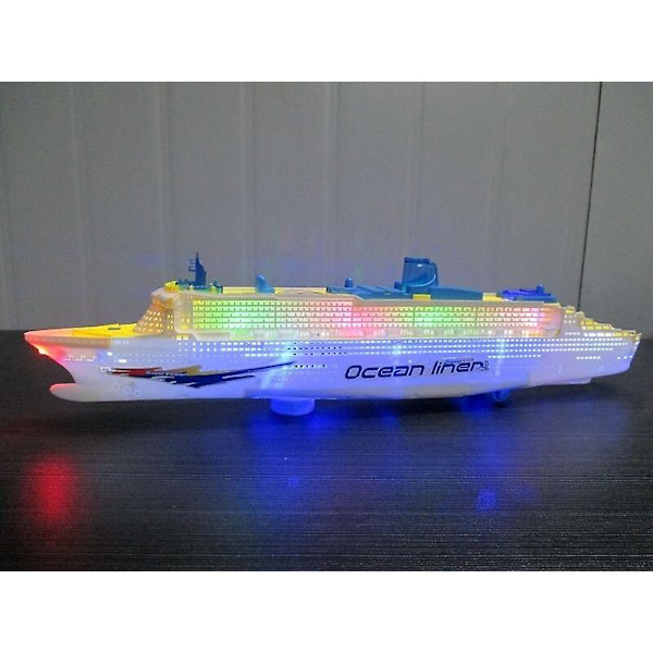 [ Morsomt ] Elektronisk stort luksus cruiseskip leketøy universell rotasjon musikklys båtmodell baby leketøy fargerik flash havlinje