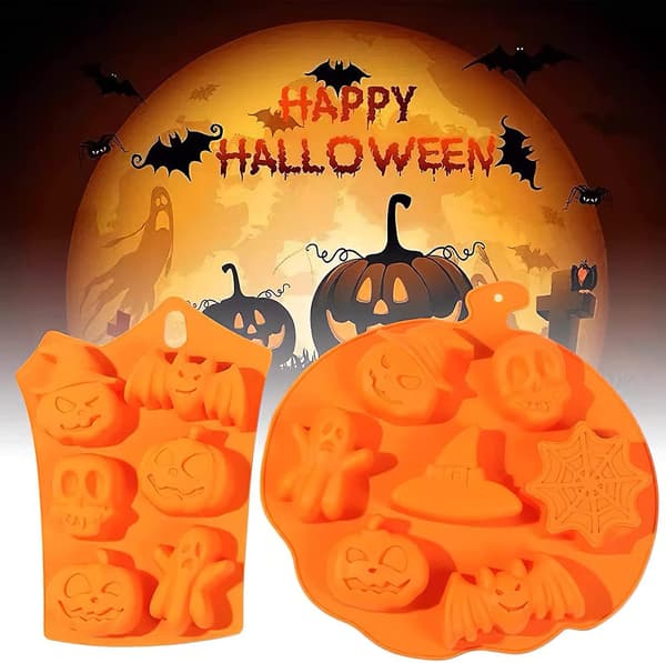 Silikonform för pumpa, Halloween, jul, spöke, pumpa, muffinsform, måne, godis, kakform, iskubform