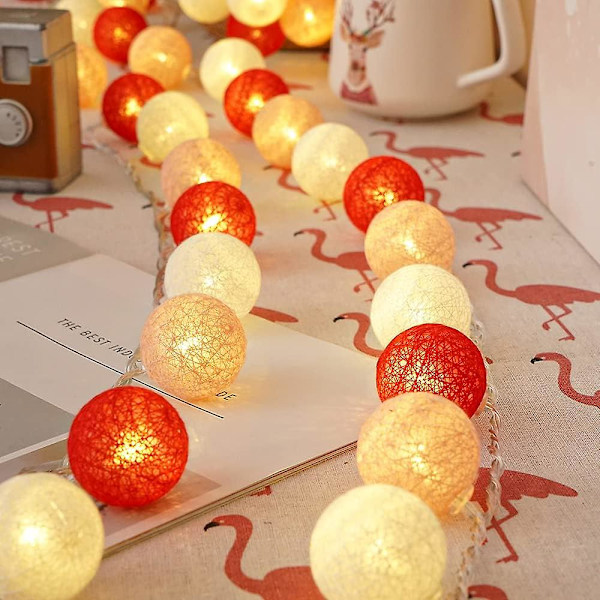 Bomullssträngslampor - 6,5 fot 20 LED bomullsboll ljusslinga USB-strömadapter Mini Globe Ball Lights för sovrumsfest