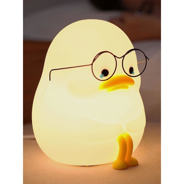 Emo Duck nattlampa för barn, högkvalitativ silikon skrivbordslampa för barn nattlampa, söt dimbar silikonlampa present för en lugnande läggdags