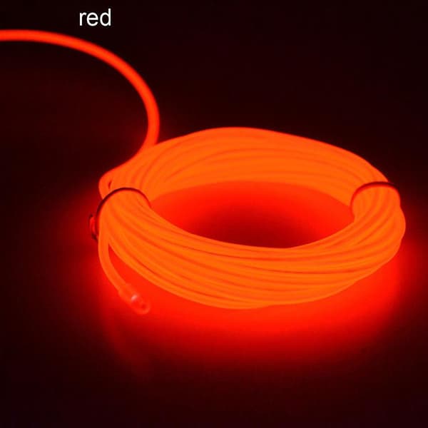 5M Fleksibel LED-lys EL-trådstrengstrimmelrebsgløddekoration Neonlampe USB-controller（Rød）
