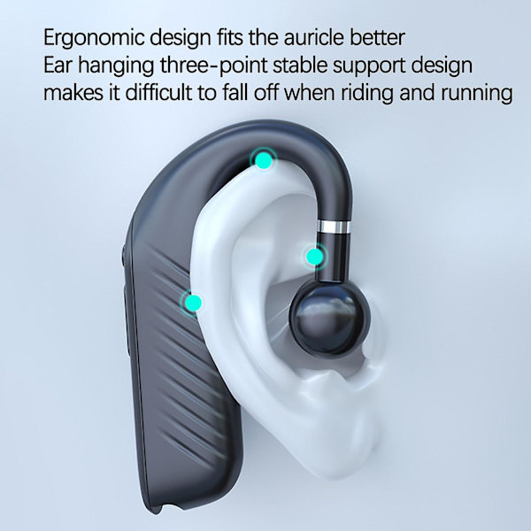 Bluetooth-headset med lång standbytid, hängande öra, löparsport, öronproppar