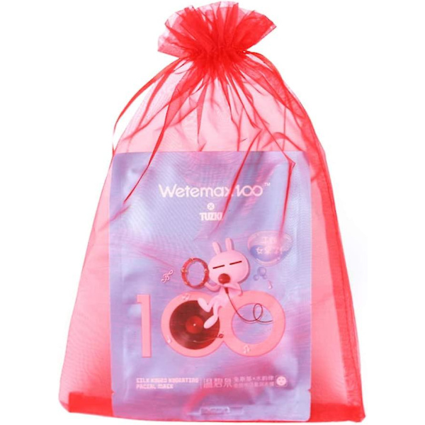 50 kpl Organza-lahjapusseja, 5x7 tuumaa, punainen, läpinäkyvä