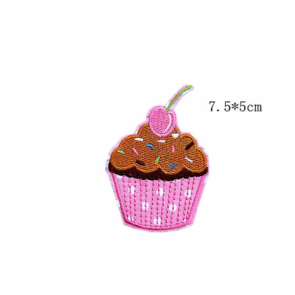Dww-7 stykker cupcake broderi patches, børns tøj jakke taske med farvede stryge-på patches, DIY søde broderi patches, dejlige