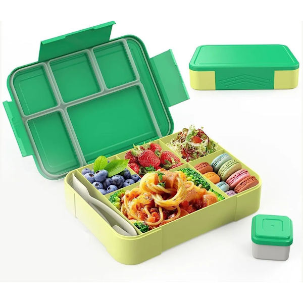 Lounasrasia, lasten lounasrasia, lounasrasia - 1300ML BPA-vapaa bento-rasia 5 osastolla, aterimilla