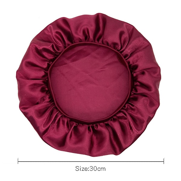 Satin Bonnet sovhatt (en storlek) (flera färger valfria)（vinröd）