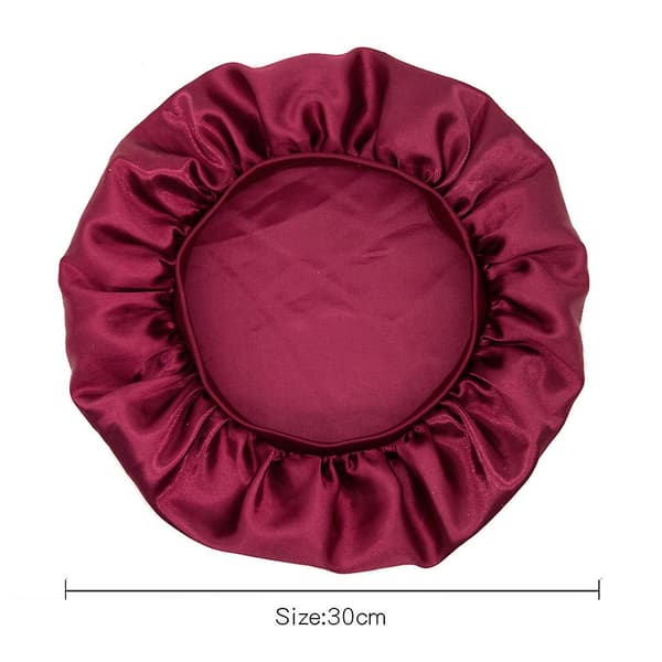 Sovehætte Satin Bonnet (én størrelse) (flere farver valgfrit)（vinrød）