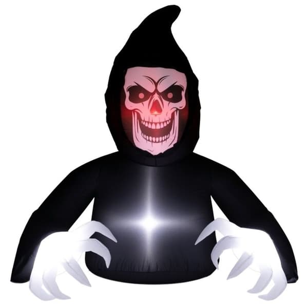 Oppustelig Halloween Reaper LED-dekoration til udendørs have - ELVMI - Sort polyester 190 × 115 × 180 cm