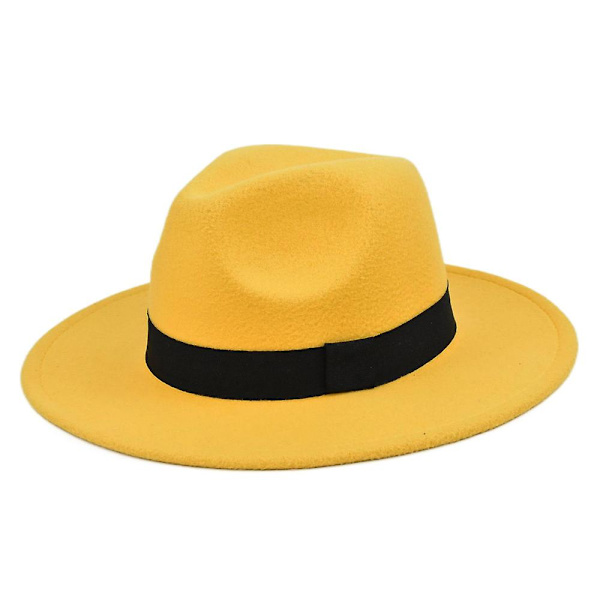 Ny uldhat jazzhat retro sort uld jazzhat flad skygge stor skygge hat