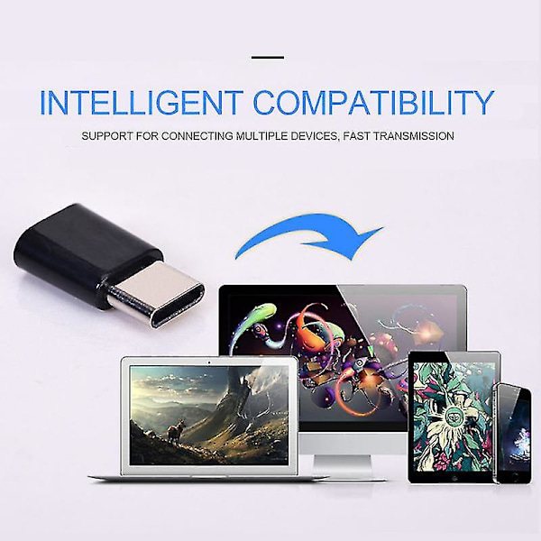 Type C til Micro Adapter V8 Android OTG Type-c Usb C Adapter Micro Type-5pcs Svart