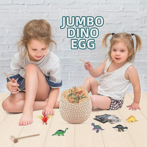 Dinosaur Egg Utgravingsspill for Barn, Overdimensjonert Dinosaur Egg Utgravingssett, Barnespill med 12 Fors