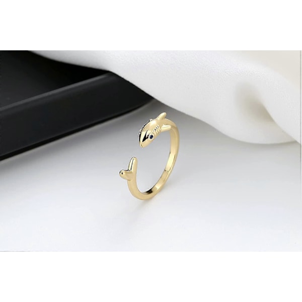 Hajring, 925 Silver Justerbar Ring, Presentförpackad Smycke för Flickor Kvinnor