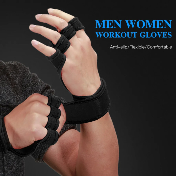 Träningshandskar med integrerad handledsrem, halkfritt handskydd för styrkelyftande pull-ups