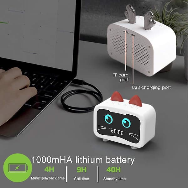 Kello Bluetooth-kaiutin Peili Luova Kannettava Herätyskello Mini Audiolahja（C）