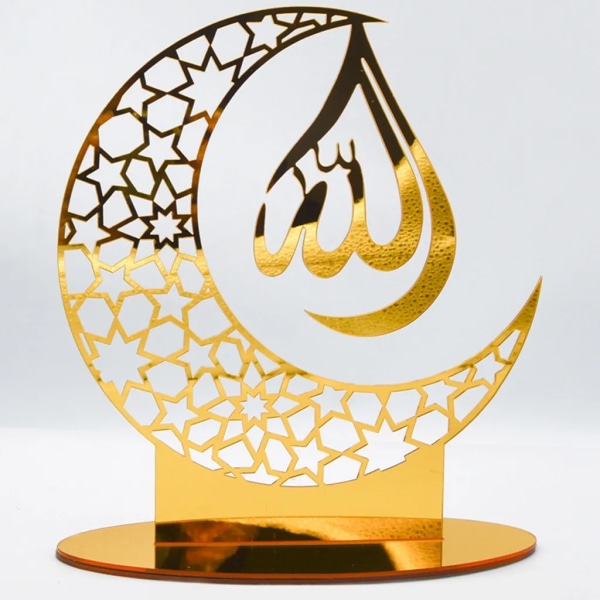 Eid Ramadan Dekoration, Akryl Golden Moon Ramadan Spegel Ornament Muslim Festival Decoration 8#