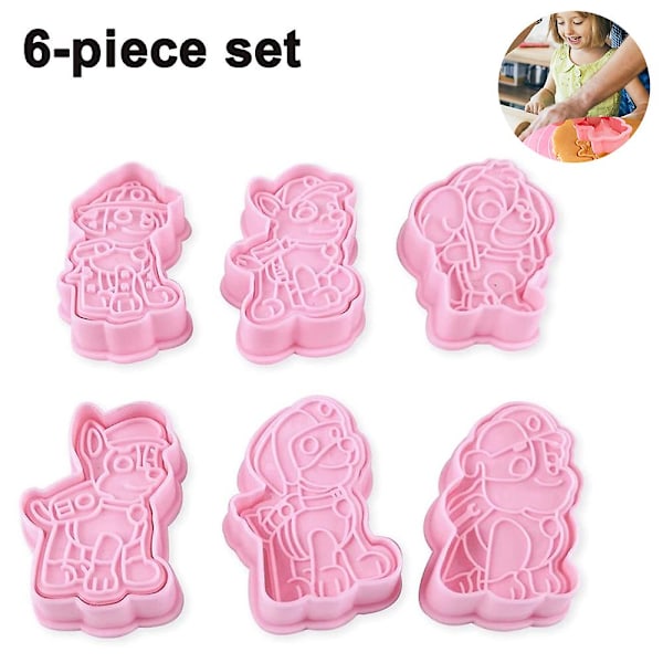 1 set/6 st Plastkakstämplar - Roliga kakformar för barn - Set för bakning av kakor - Präglingsform för kakor - Formar i tecknad form