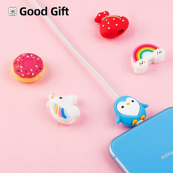 Söt Kabelskydd för iPhone-kabel, 5 st Djur Laddare Skydd, USB Laddare Sladdskydd, Kabelskydd