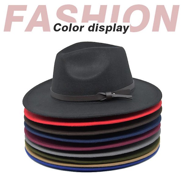 Ny koreansk stil mote elegant jazz hatt ull hatt damer vår og høst vinter ull retro litterær stor brem hatt