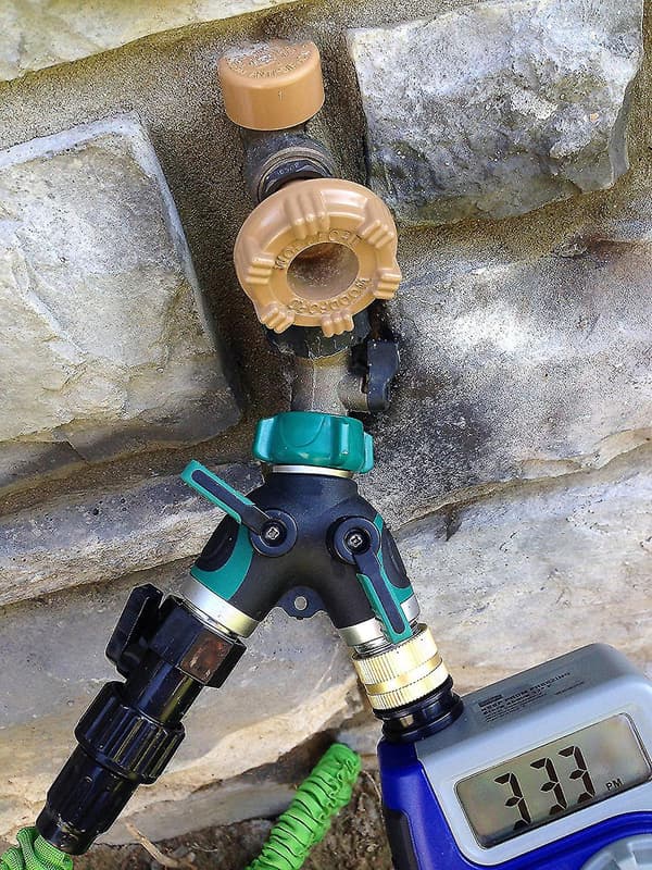 2-vejs Y-slangesplitter, haveslangesplitter med 3/4\" fitting, komfortabelt greb
