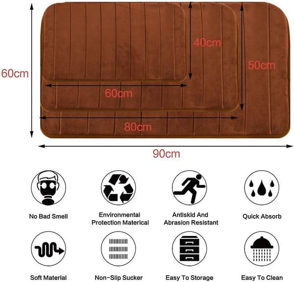 Memory Foam Bademåtte - Skridsikker Absorberende Brusebadsmåtte (grå, 50 X 120 Cm)
