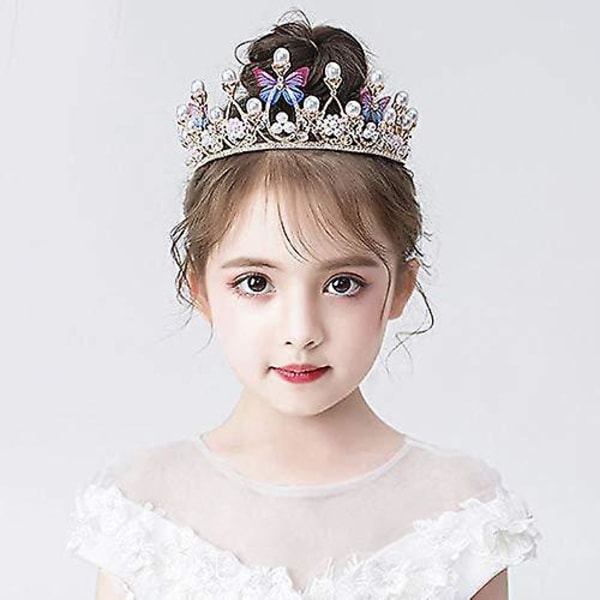 Crystal Tiara Pearl Princess Costume Crown Pannband Flower Pageant Bröllopsbröllop Handgjorda