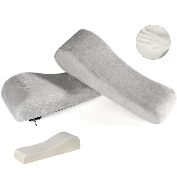 2 ergonomiske armlæn, memory foam albuepude, sort/grå